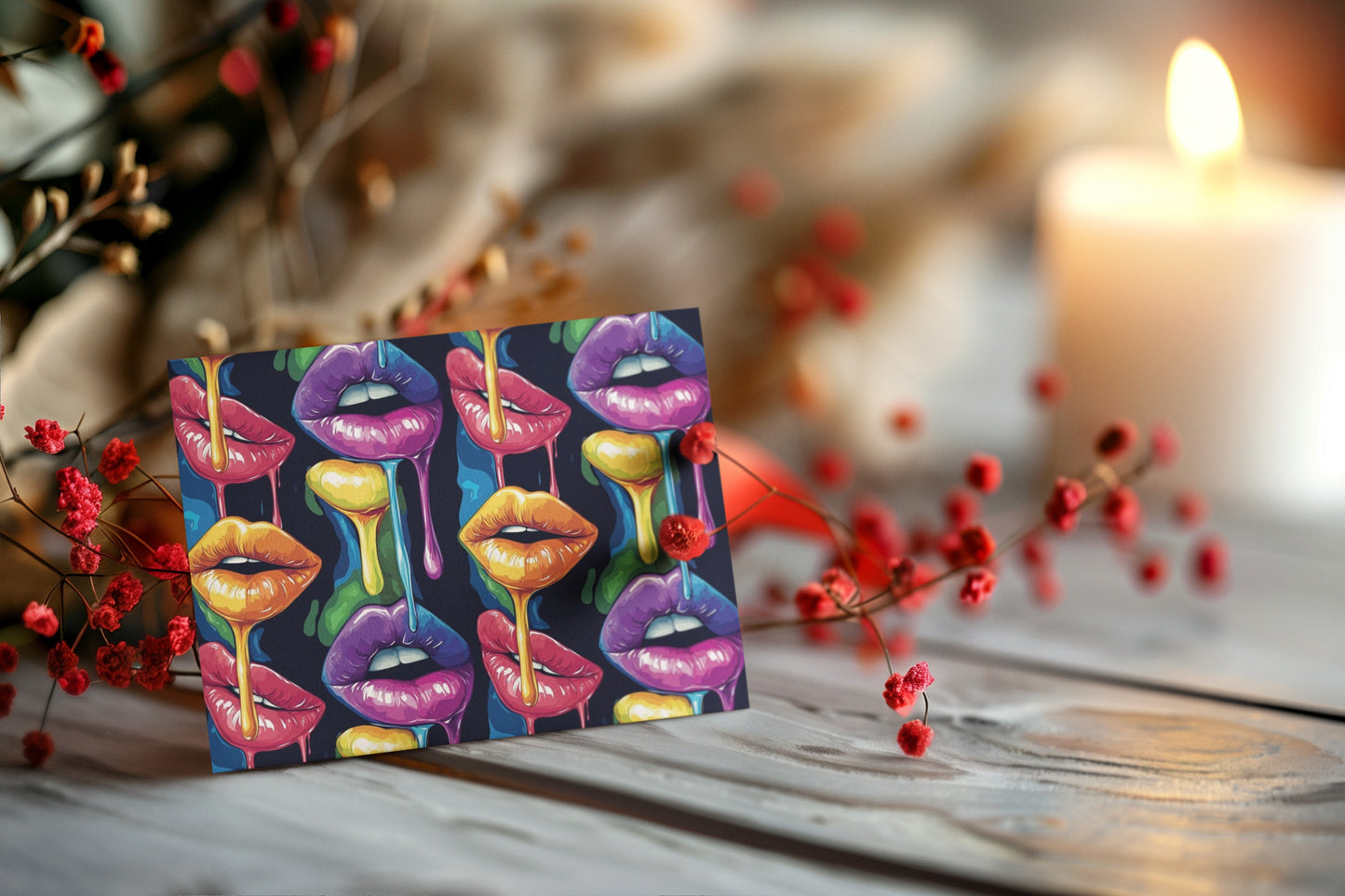 Colorful Kiss Greeting Cards Set | Unique Art Cards for Every Occasion, Birthday, Valentine's, Love Notes, Cheerful Greetings
