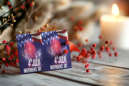 Patriotic Greeting Cards for Independence Day Celebration, 4th of July Cards, Fireworks Theme, USA Holiday Cards, Festive Note Cards
