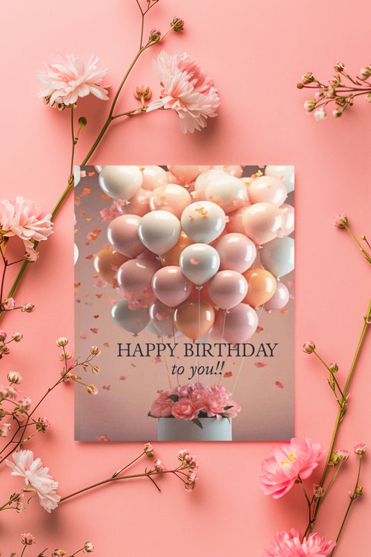 Elegant Birthday Cards - Two-Sided Design for Celebrations, Personalized Greetings, Party Invitations, Special Occasions, Floral Theme