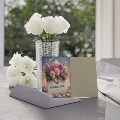 Holiday Cards - Floral Congratulations Greeting Cards, Perfect for Weddings, Birthdays, Anniversaries, Celebrations, Special Events