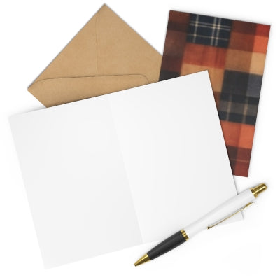 Cozy Plaid Greeting Cards Set - 7 pcs for Fall Celebrations, Thank You Notes, Birthdays, and More