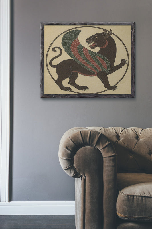 Mythical Creature Art Print, Fantasy Decor for Home, Wall Art, Birthday Gift, Unique Artwork, Elegant Framed Print