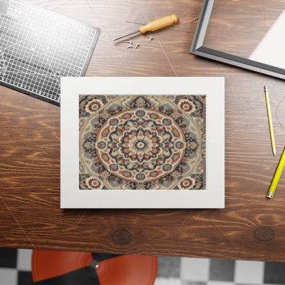 Elegant Mandala Fine Art Prints (Passepartout Frame) – Wall Décor, Home Office Art, Gift for Art Lover, Festival Decoration, Boho Style