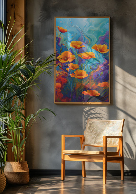 Vibrant Floral Art Print, Home Decor, Wall Art, Nature Inspired, Colorful Gift, Living Room Decoration