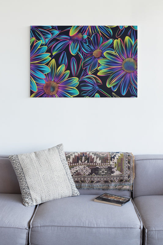 Vibrant Floral Art Prints in Passepartout Frame, Colorful Wall Decor, Home Decor, Gift for Flower Lovers, Art for All Occasions
