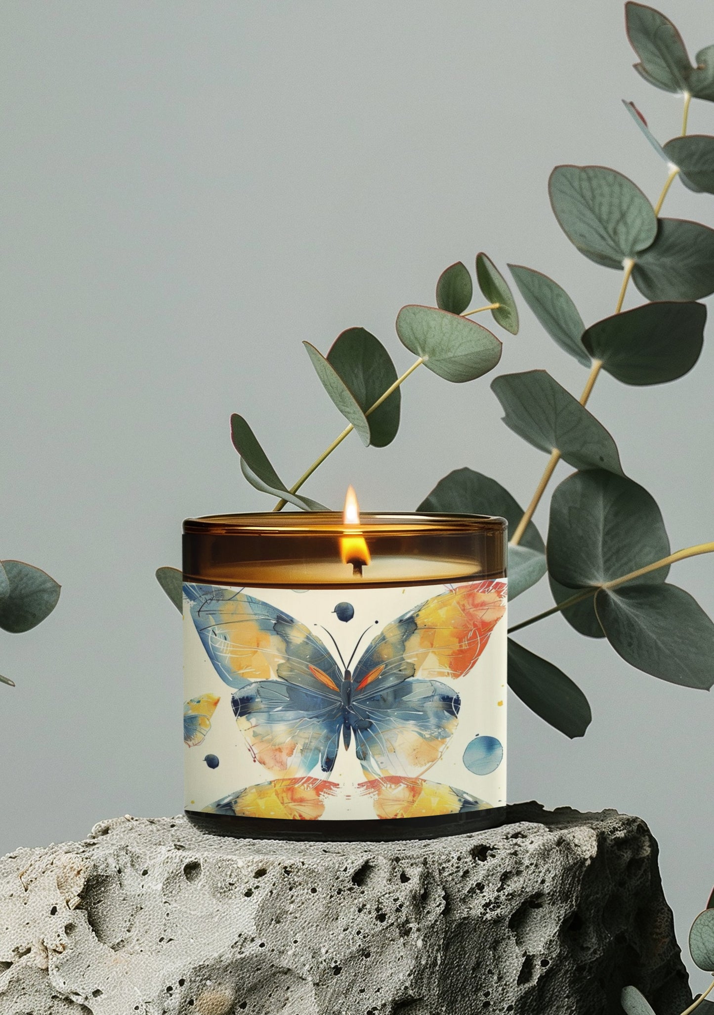 Butterfly Art Glass Candle, 11oz - Decorative Home Candle, Gift for Her, Relaxation Aromatherapy, Butterfly Decor, Spring Decor