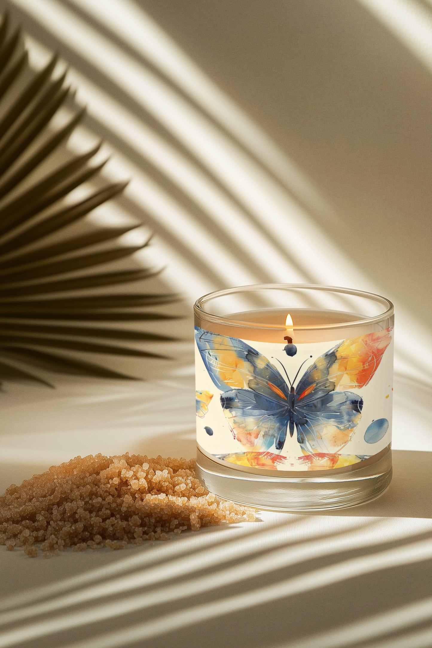 Butterfly Art Glass Candle, 11oz - Decorative Home Candle, Gift for Her, Relaxation Aromatherapy, Butterfly Decor, Spring Decor