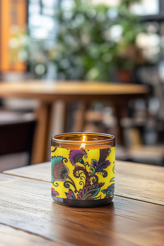 Vibrant Floral Scented Soy Candle, Cozy Home Decor, Hand-Poured Candle Gift, Aromatherapy Candle, Relaxation Candle, Multi-Size Amber Jar