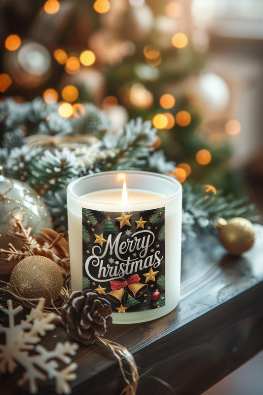 Christmas Scented Candle - Merry Christmas Decor, Winter Holidays Gift, Cozy Home Fragrance, Festive Candle Set, Holiday Home Decor
