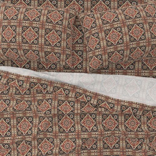 Persian Mosaic Medallion - Red Black Cream Pattern