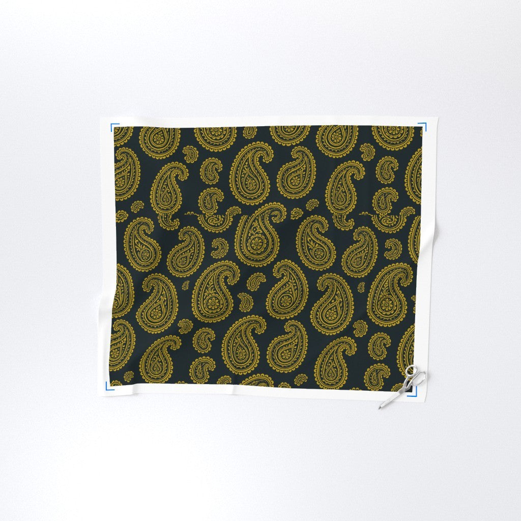 Golden Paisley on Navy Classic Persian Pattern