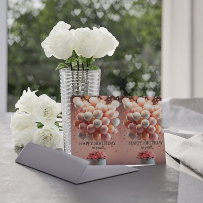 Elegant Birthday Cards - Two-Sided Design for Celebrations, Personalized Greetings, Party Invitations, Special Occasions, Floral Theme