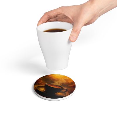 Serene Sunset Ceramic Coaster Set, Cozy Coffee Decor, Rustic Home Gift, Party Favor, Tea Coasters, Autumn Vibes