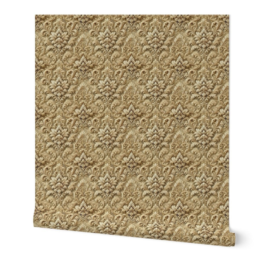 Regal Gold Damask Pattern – Elegant Classic Ornamental Fabric