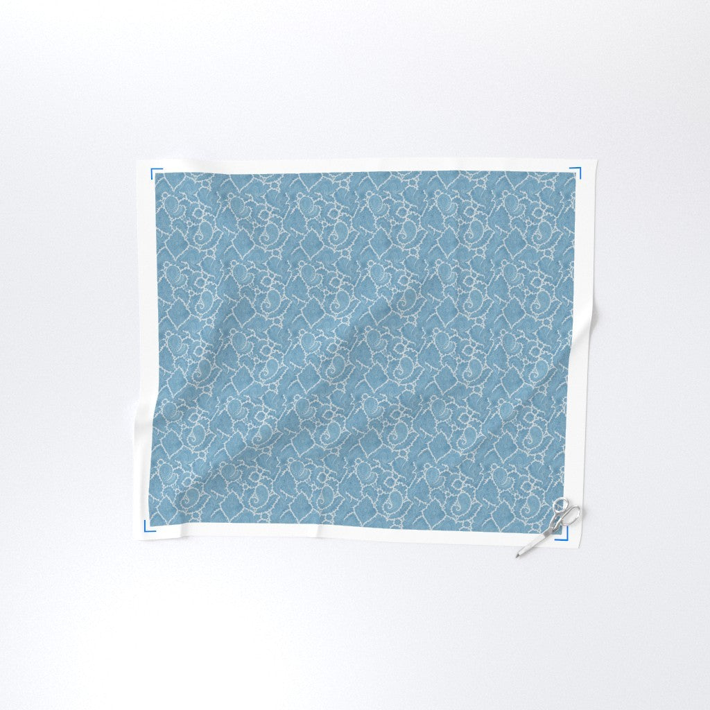 White Ornamental Lattice on Blue