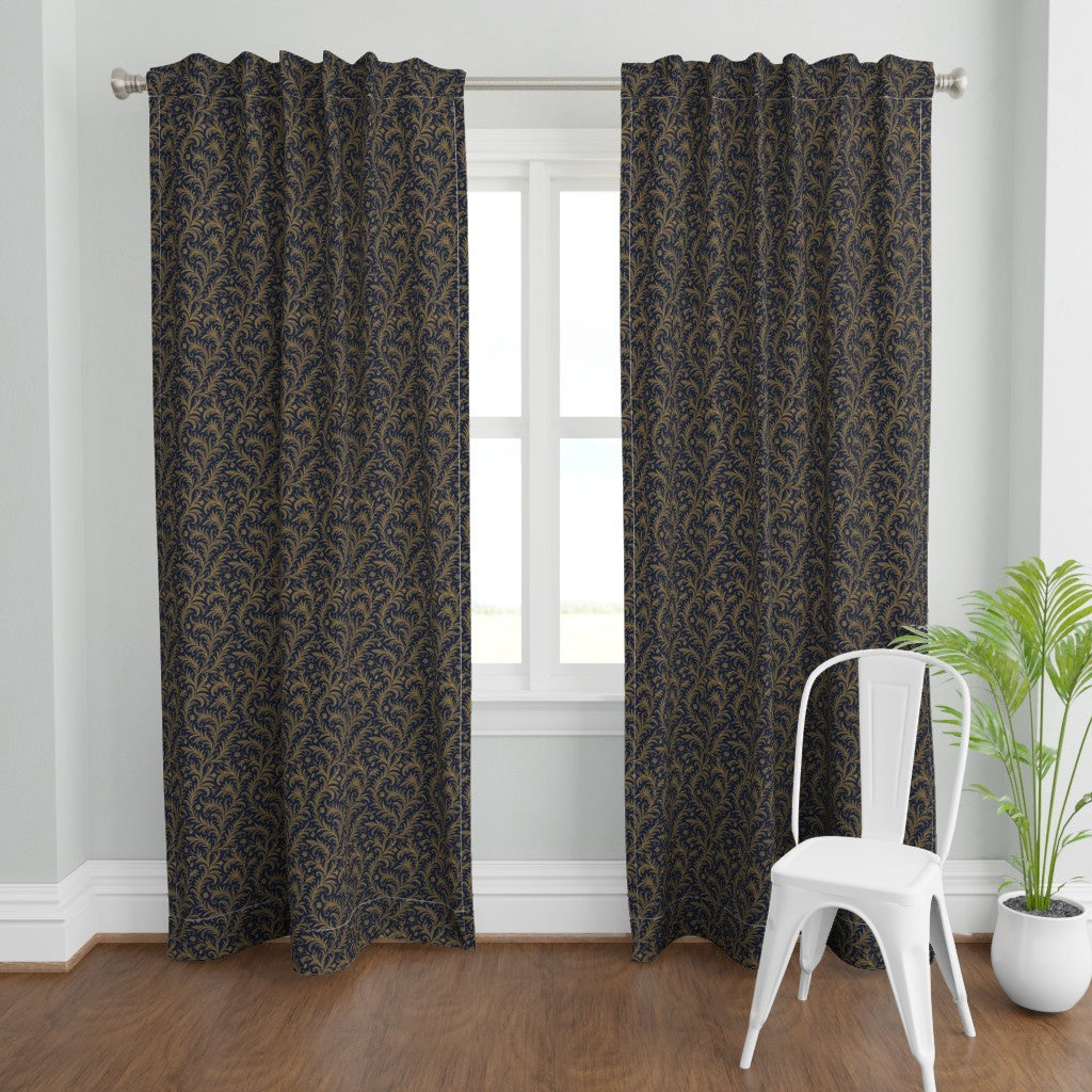Curtain in Regal Feathered Damask Elegant Baroque-Inspired Pattern