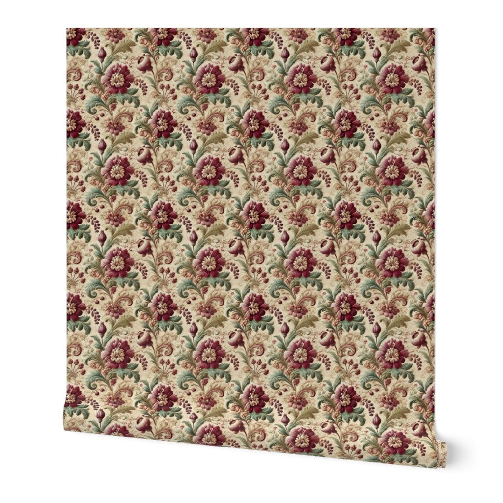 Elegant Vintage Floral Tapestry – Classic Baroque-Inspired Fabric