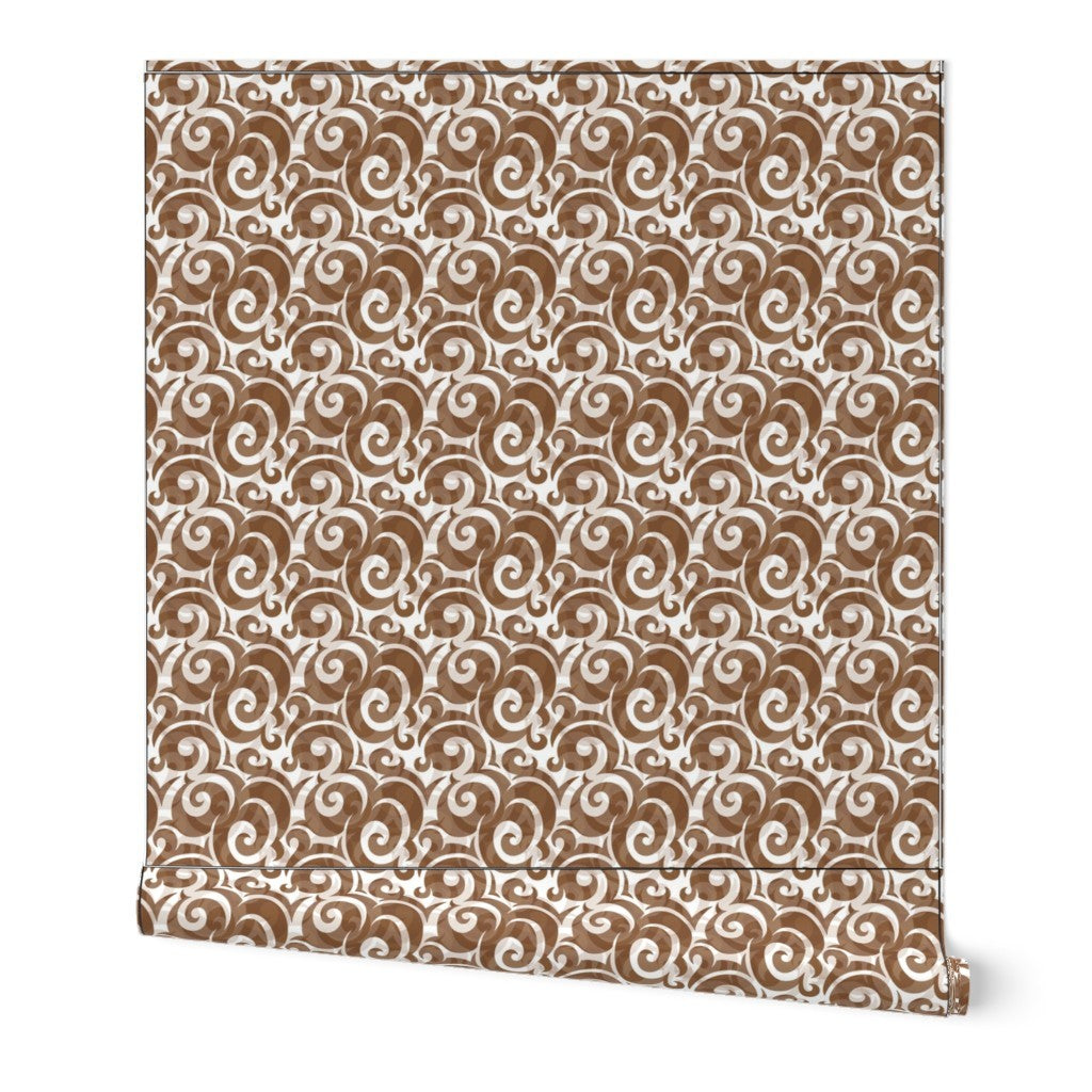 Persian Mocha Swirl Pattern – Traditional Decorative Brown Fabric