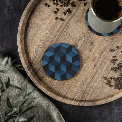 Stylish Geometric Coasters - Modern Home Decor, Unique Gifts, Drink Accessories, Coffee Table Style, Housewarming Essentials, Blue Patterns