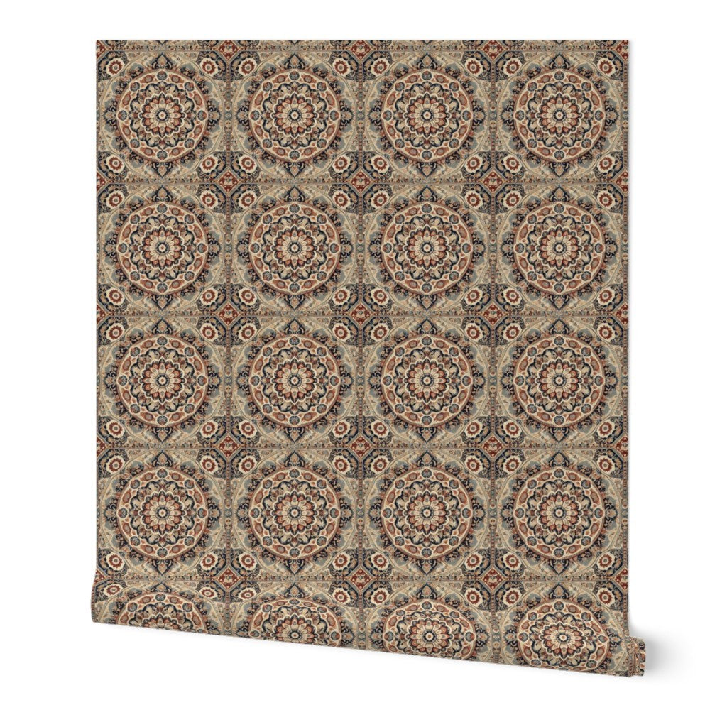 Traditional Persian Carpet Pattern – Classic Oriental Medallion Fabric