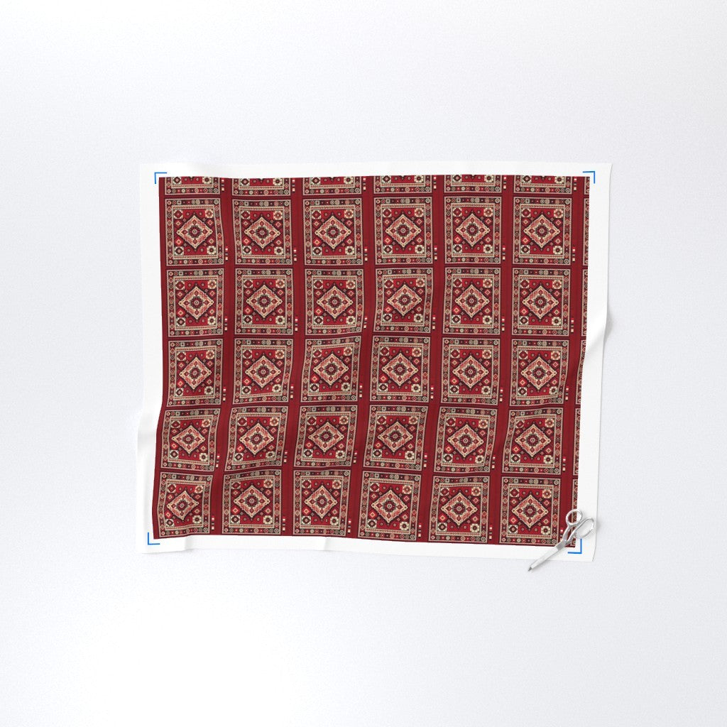 Fabric in Red & Cream Persian Rug Pattern