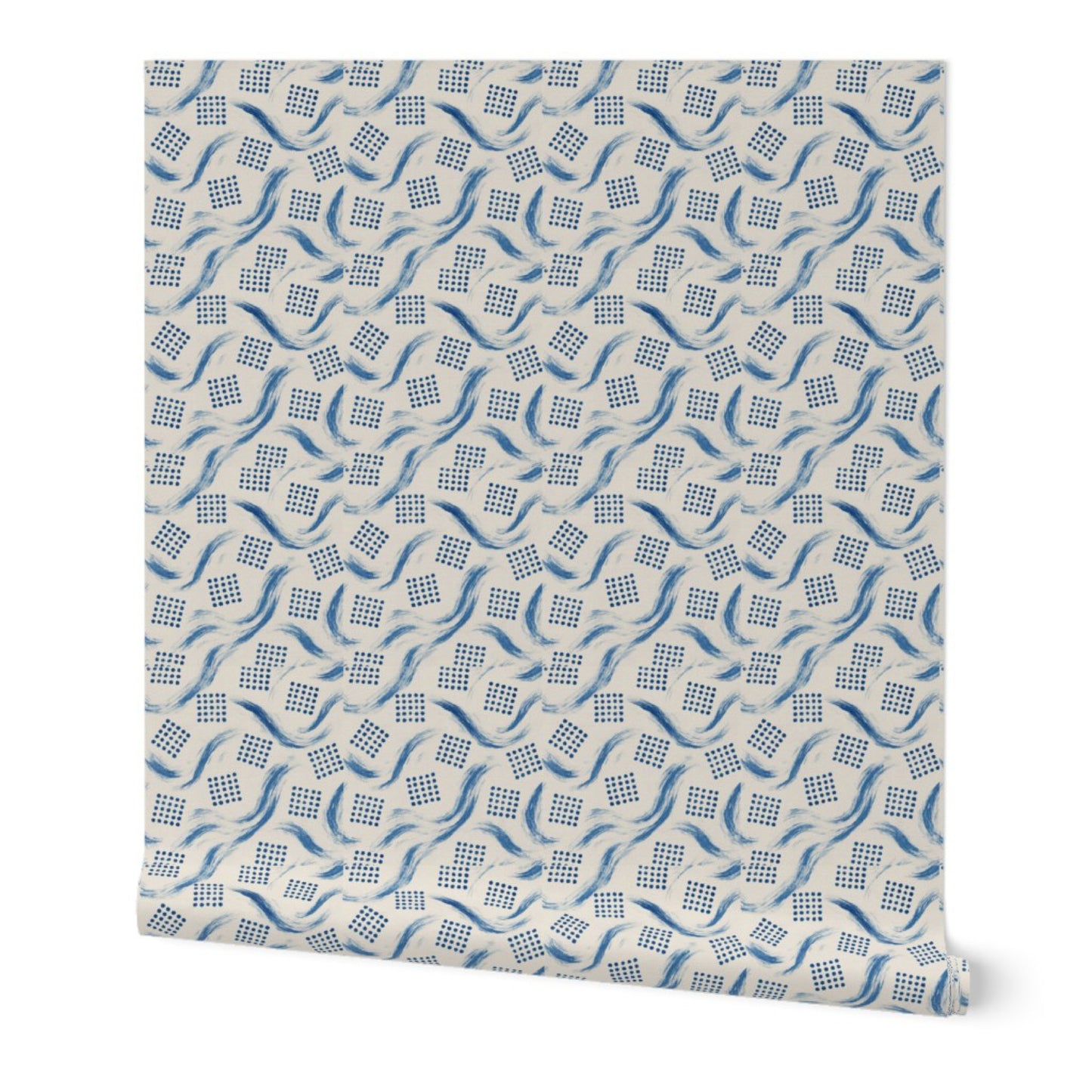 Modern Geometric Blue Wallpaper – Minimalist Scandinavian Wall Pattern