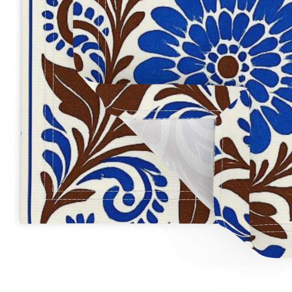 Placemat in Bohemian Tile In Blue & Brown-01