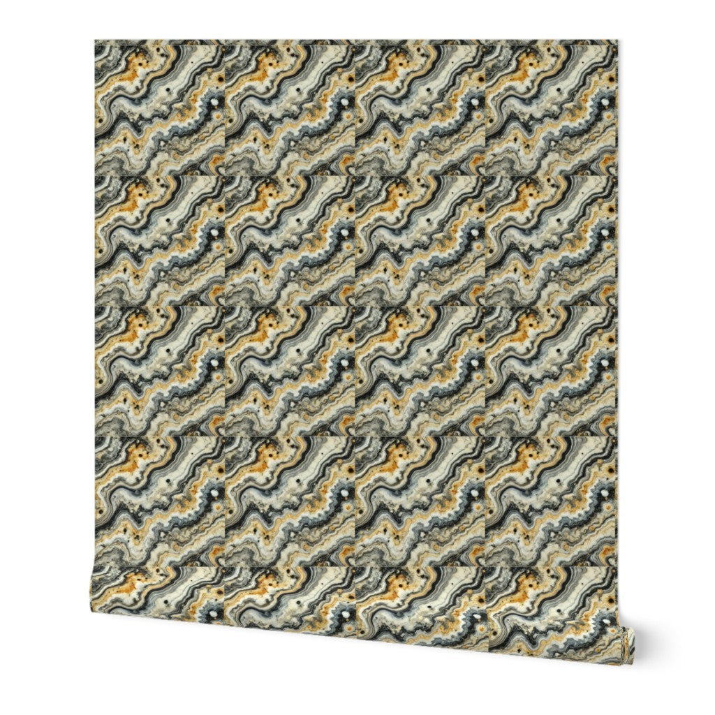 Golden Veins Marble Texture – Luxury Black & Gold Abstract Wallpaper