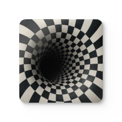 Unique Corkwood Coaster Set - Stylish Drink Coasters, Home Decor, Gift for Coffee Lovers, Kitchen Accessories, Black & White Pattern