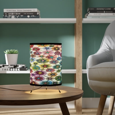 Colorful Floral Tripod Lamp for Boho Decor, Unique Lighting Fixture, Artistic Home Accent, Gift for Her, Living Room Light
