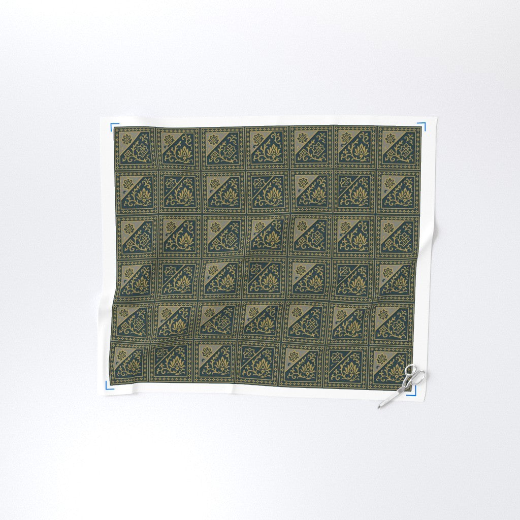 Moroccan Tile Pattern in Navy Gray & Gold