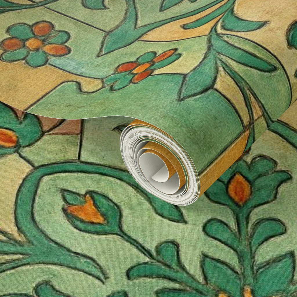 Vintage Geometric Floral Tile Pattern – Moroccan Puzzle-Inspired Fabric