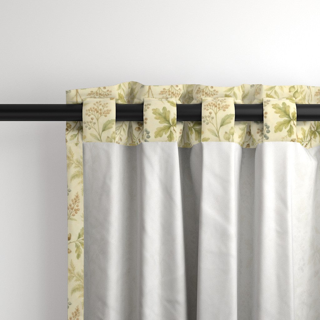 Curtain in Autumn Woodland Watercolor Leaves & Acorns