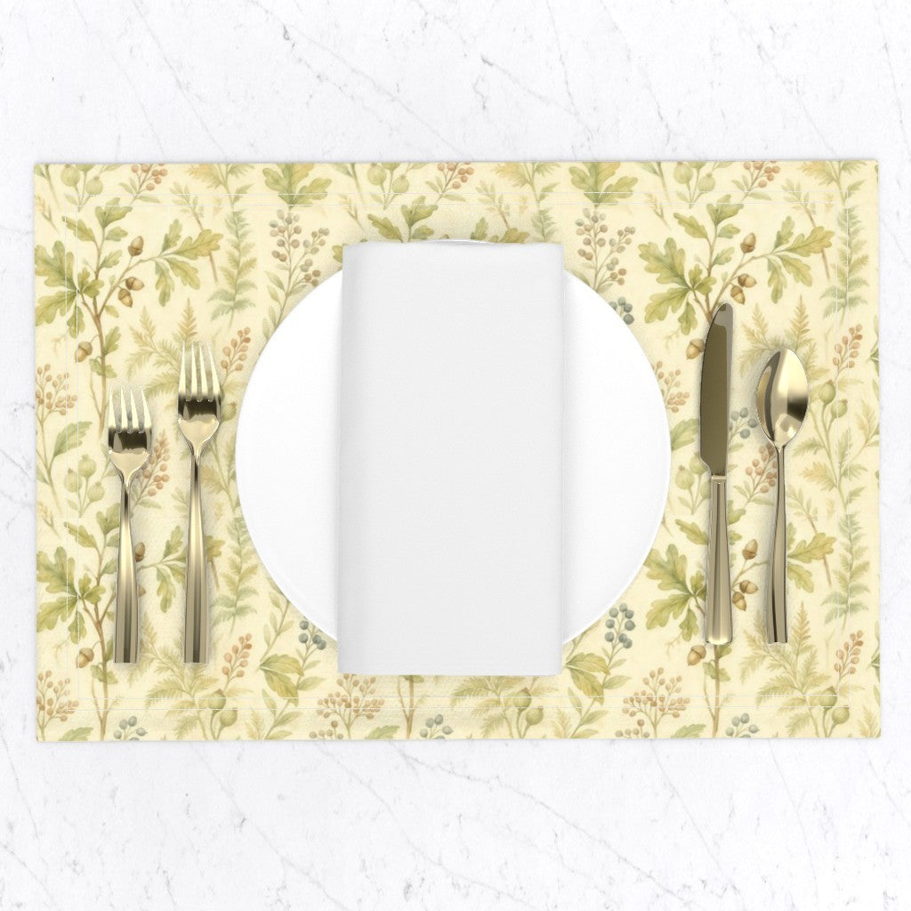 Placemat in Autumn Woodland Watercolor Leaves & Acorns