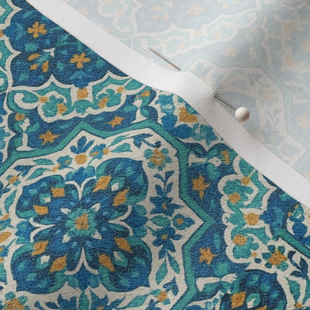 Fabric in Elegant Persian Geometric Tile Teal & Ivory Harmony