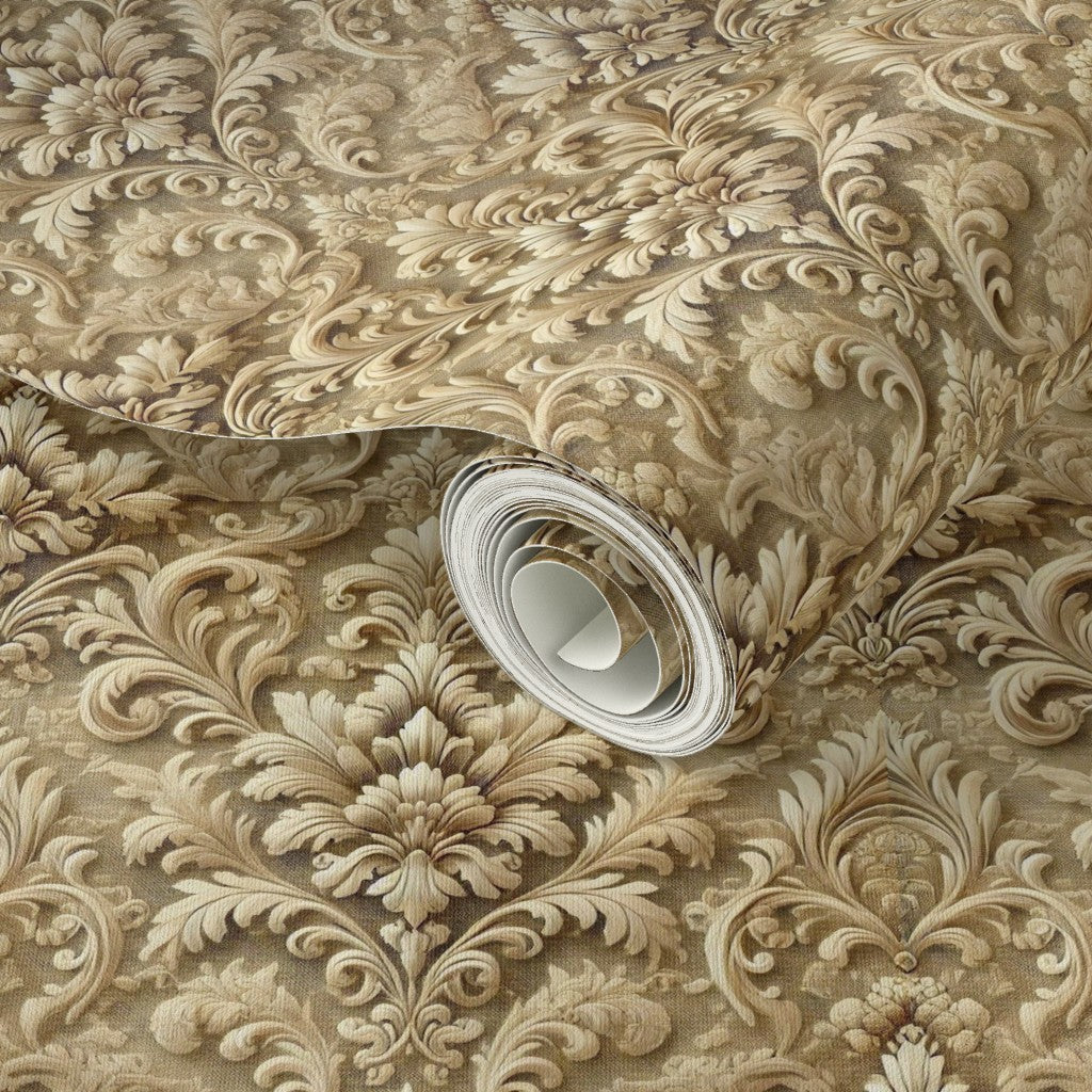 Regal Gold Damask Pattern – Elegant Classic Ornamental Fabric