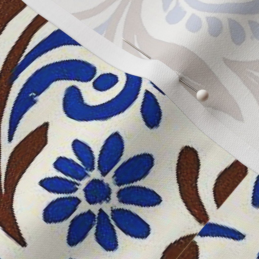 Fabric in Bohemian Tile In Blue & Brown-01