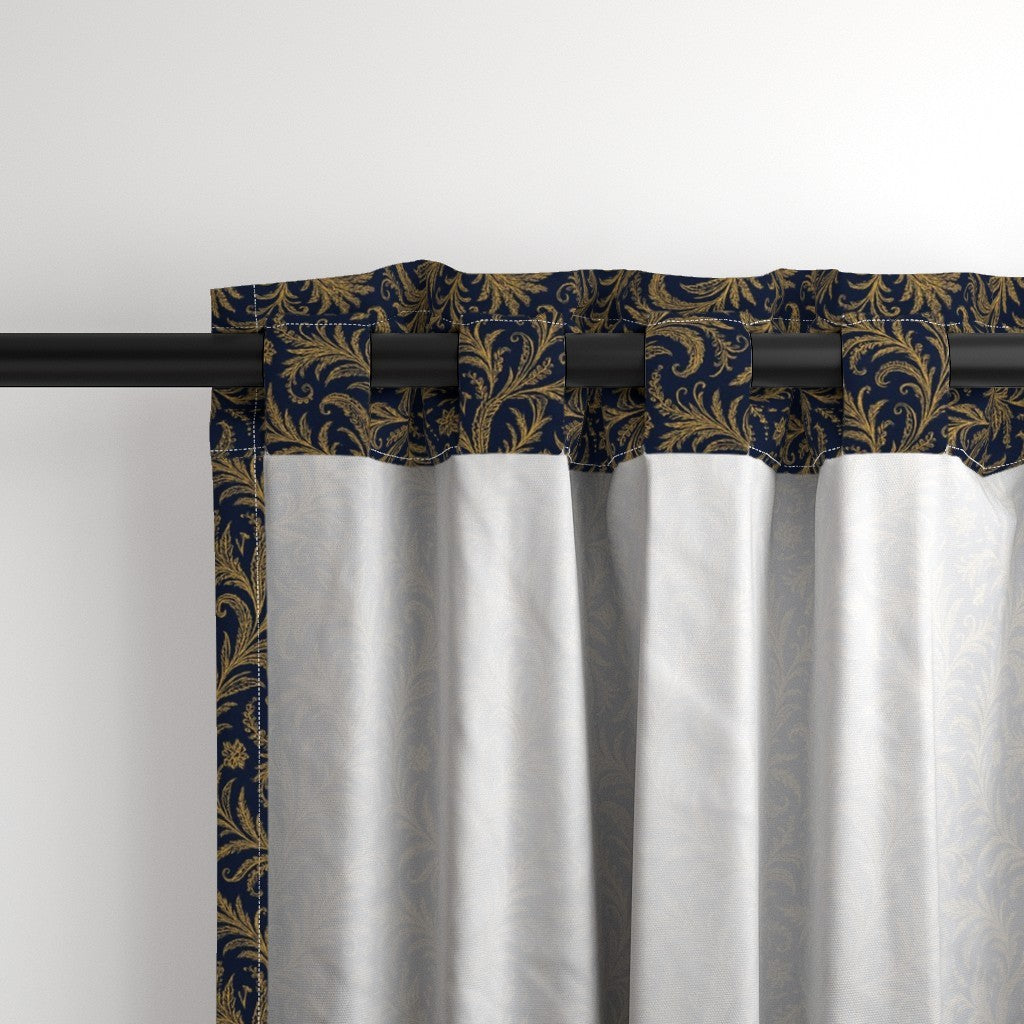 Curtain in Regal Feathered Damask Elegant Baroque-Inspired Pattern