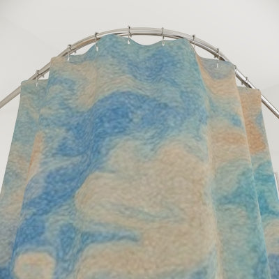Abstract Blue and Beige Shower Curtain, Stylish Bath Decor, Home Remodeling, Ocean Vibes, Spa-Style Bathroom Accessories