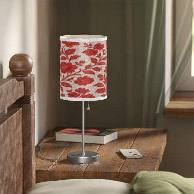 Elegant Floral Table Lamp, Vintage Rose Design Lamp, Home Decor, Accent Lighting, USB/CA Plug