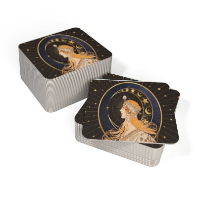 Celestial Coasters Set - Moon Phase Drink Coasters for Astrology Lovers, Unique Home Decor, Party Essentials, Gifts for Her