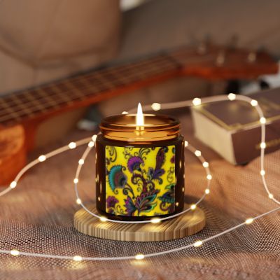 Vibrant Floral Scented Soy Candle, Cozy Home Decor, Hand-Poured Candle Gift, Aromatherapy Candle, Relaxation Candle, Multi-Size Amber Jar