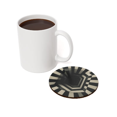 Optical Illusion Cork Back Coaster, Modern Drink Coaster, Home Decor, Gift for Coffee Lovers, Unique Kitchen Accessory