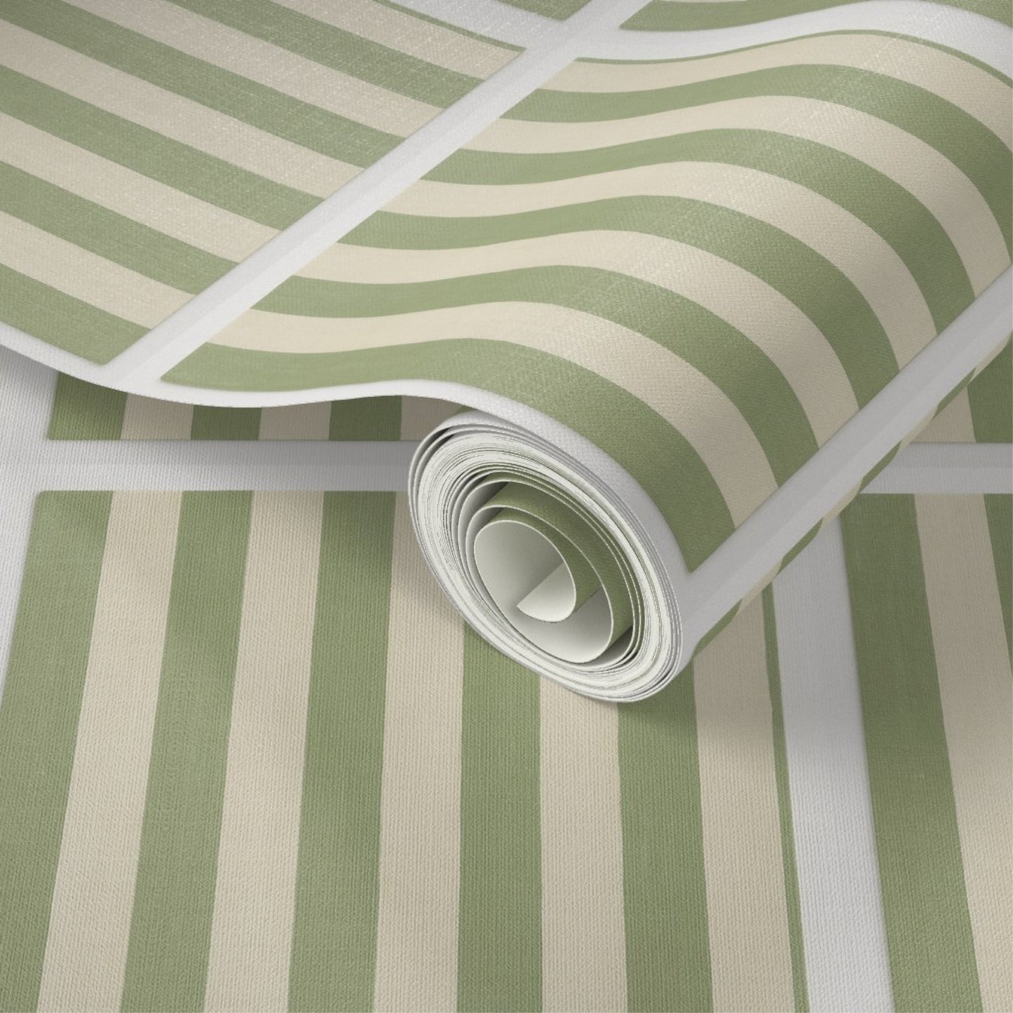 Olive Green Vertical Stripe Wallpaper – Modern Scandinavian Minimalist Style