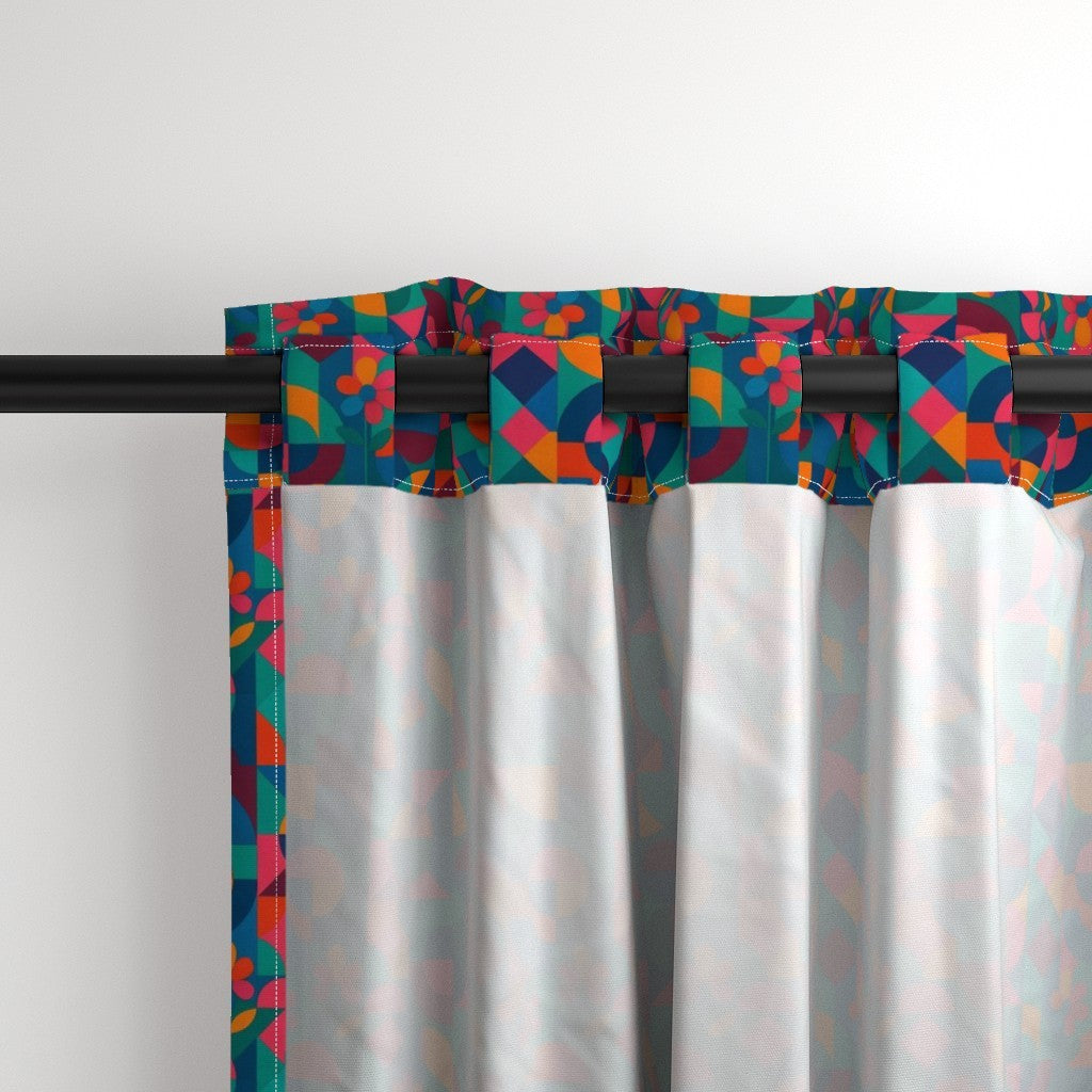 Curtain in Abstract Confetti Colorful Geometric on Dark