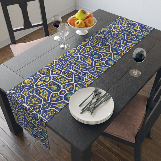 Elegant Floral Table Runner, Bohemian Dining Decor, Cotton and Polyester Tablecloth, Holiday Table Decor, Unique Housewarming Gift