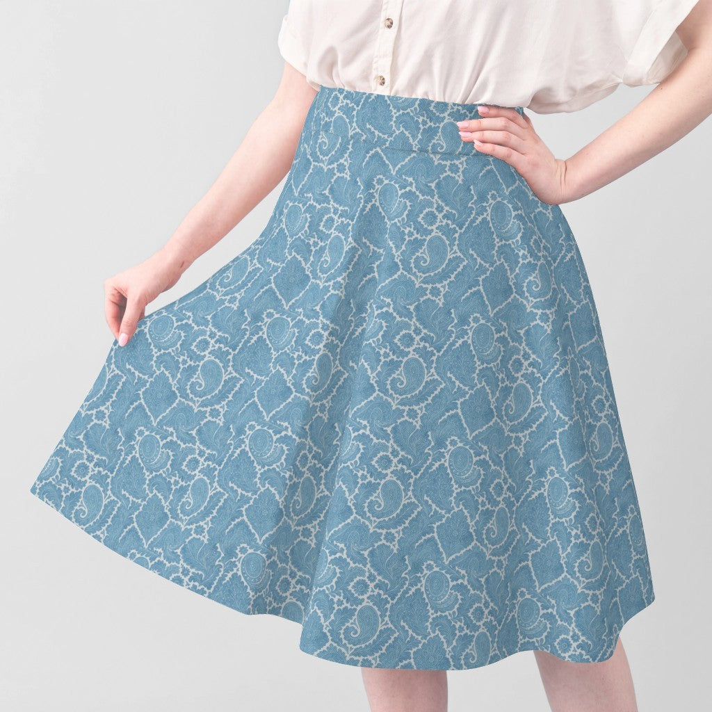 White Ornamental Lattice on Blue