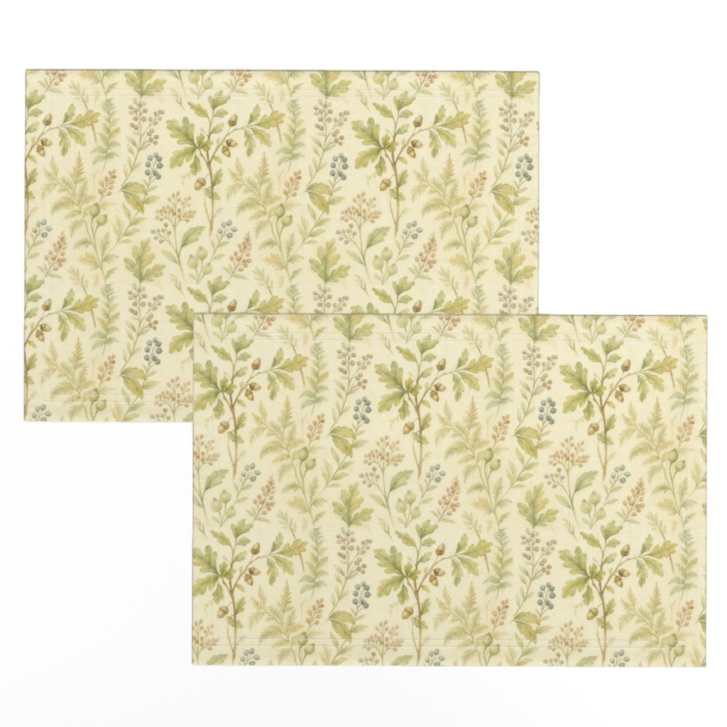 Placemat in Autumn Woodland Watercolor Leaves & Acorns