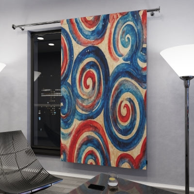 Swirled Artistic Window Curtain - Colorful Home Decor, Vibrant Textile Art, Living Room Accent, Window Treatment, Boho Style