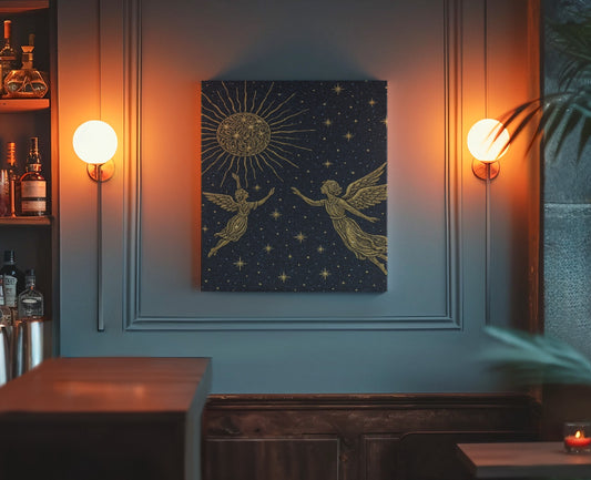 Celestial Art Print, Wall Decor, Angel Artwork, Home Decor, Night Sky, Gift for Astrology Lovers, Decorative Frame